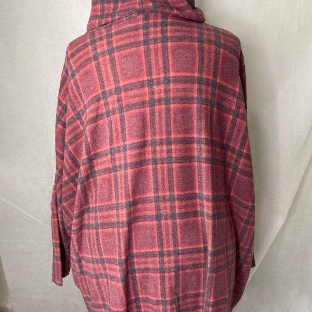 Lane Bryant ladies pink plaid long sleeve turtleneck blouse top size 18/20 - Picture 5 of 15